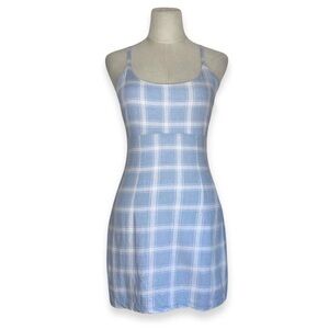 F21 Blue Plaid Women's Spaghetti Strap Mini Dress